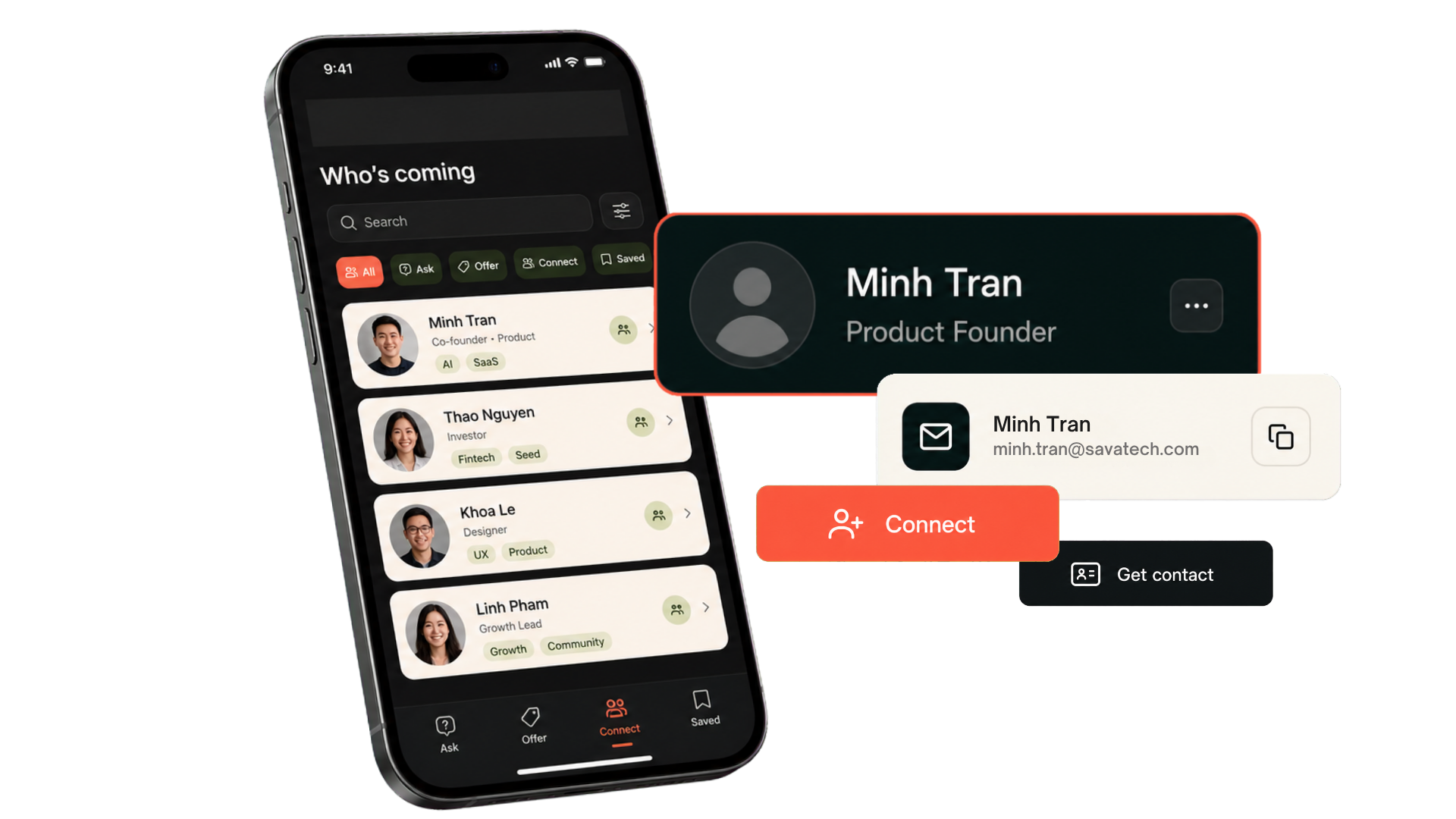 FoundersVN app attendee directory and profiles